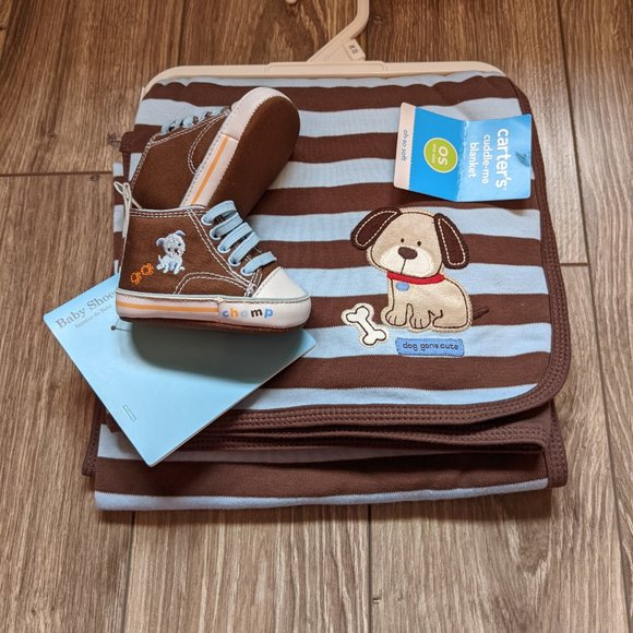 NWT Boys (Layette) - BUNDLE: CARTER'S 2pcs Blanket + Shoes - Picture 2 of 4